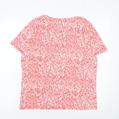 Bonmarché Women's Pink Abstract Print Jersey T-Shirt Size 14