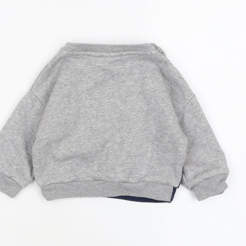 adidas Unisex Baby Grey Colourblock Logo Pullover Sweatshirt 0-3 Months