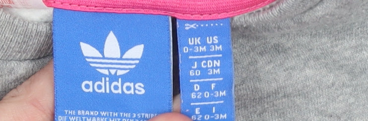 adidas Unisex Baby Grey Colourblock Logo Pullover Sweatshirt 0-3 Months