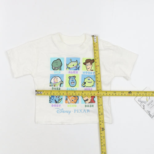 Primark Disney Pixar White Baby T-Shirt 0-3 Months Unisex Cartoon Print