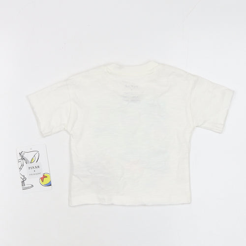 Primark Disney Pixar White Baby T-Shirt 0-3 Months Unisex Cartoon Print