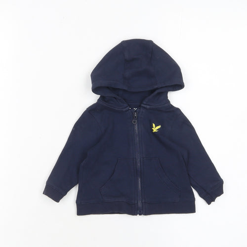 Lyle & Scott Unisex Baby Blue 0-3 Months Hooded Cotton Zip Jacket