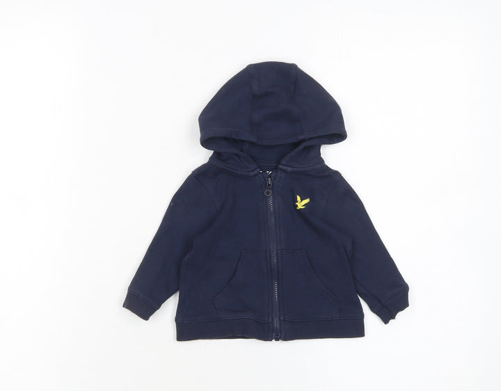 Lyle & Scott Unisex Baby Blue 0-3 Months Hooded Cotton Zip Jacket