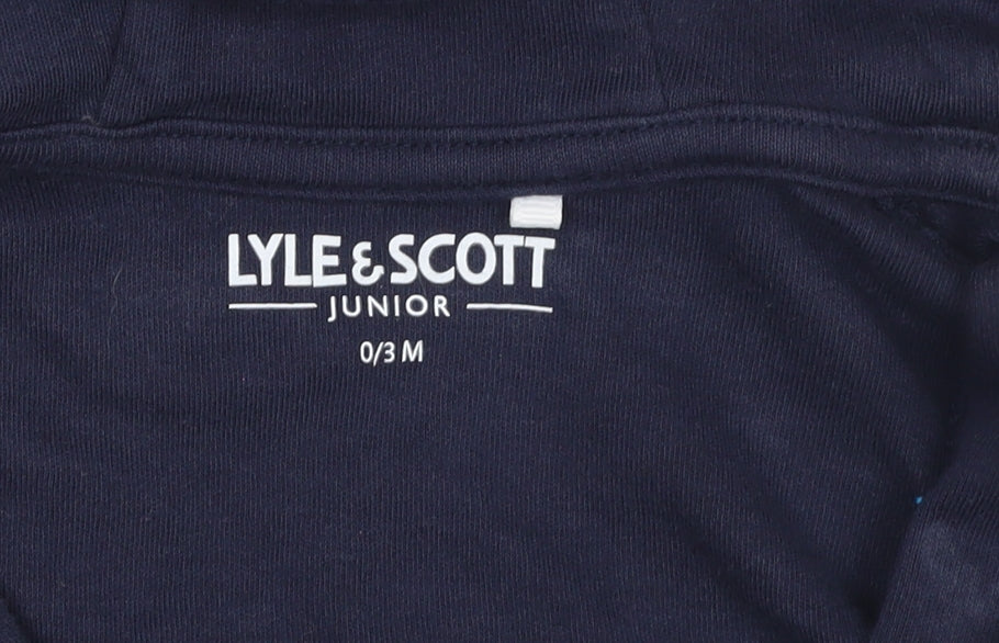Lyle & Scott Unisex Baby Blue 0-3 Months Hooded Cotton Zip Jacket