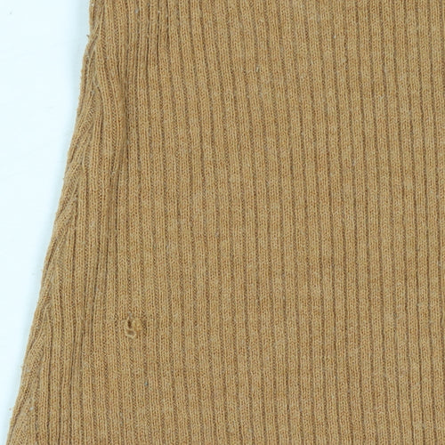 River Island Women’s Beige V-Neck Ribbed Knit Jumper Size 10