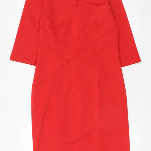Dunnes Women Red Sheath Knee Length Work Dress Size 14