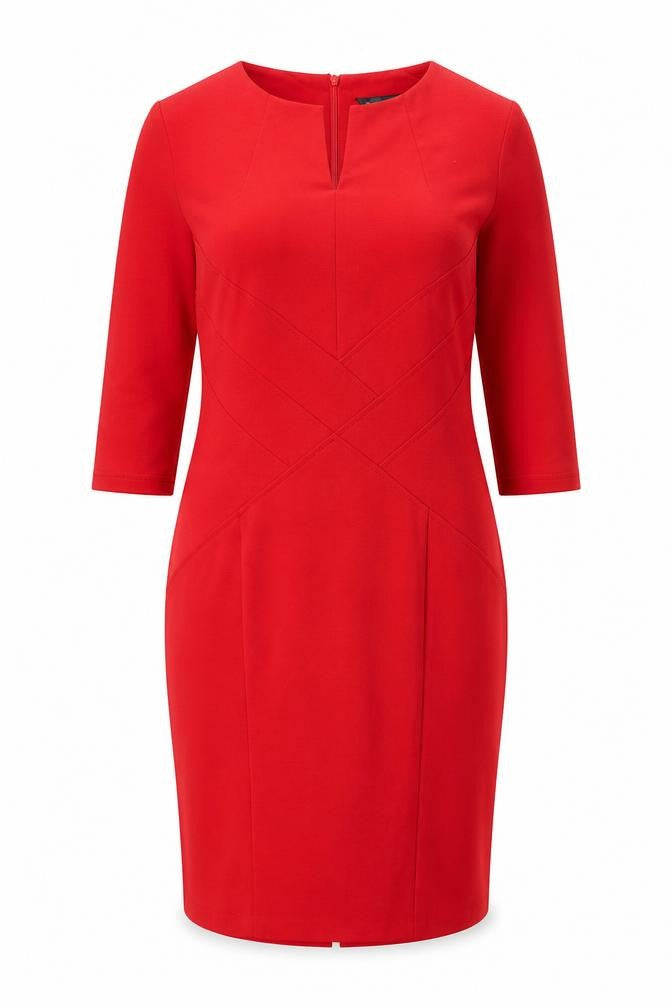 Dunnes Women Red Sheath Knee Length Work Dress Size 14