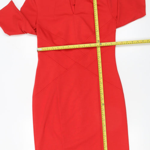 Dunnes Women Red Sheath Knee Length Work Dress Size 14