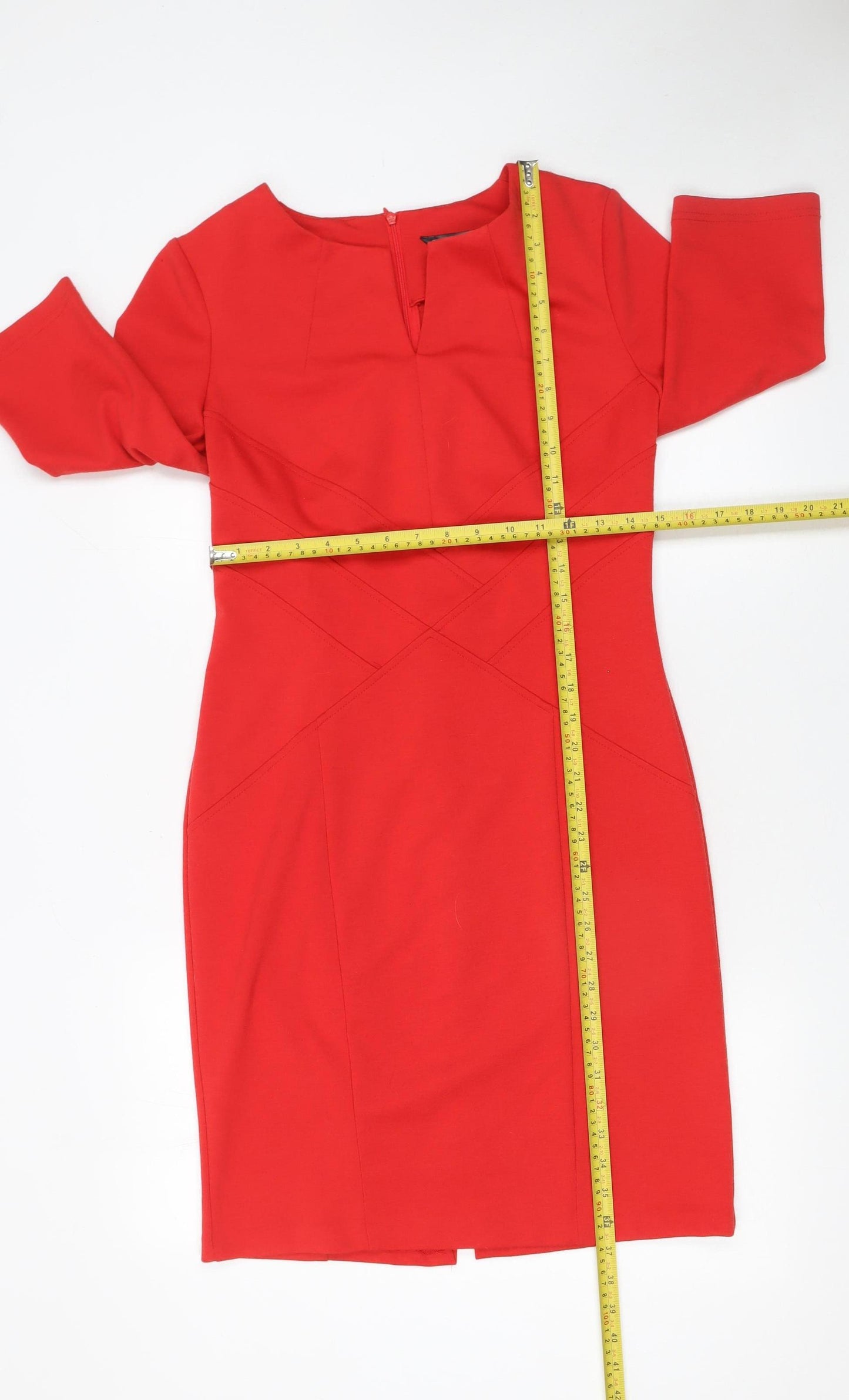 Dunnes Women Red Sheath Knee Length Work Dress Size 14