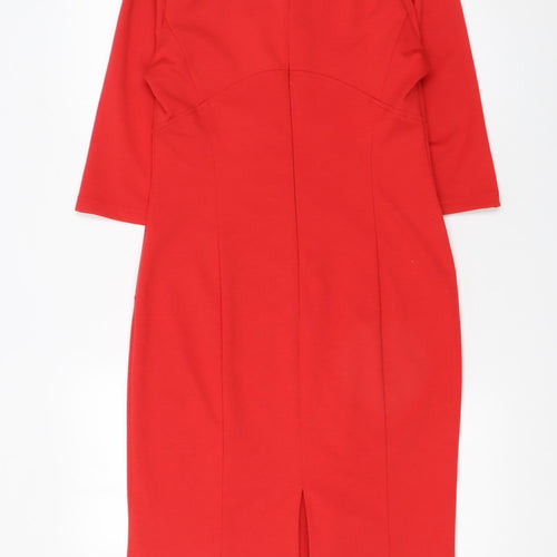 Dunnes Women Red Sheath Knee Length Work Dress Size 14