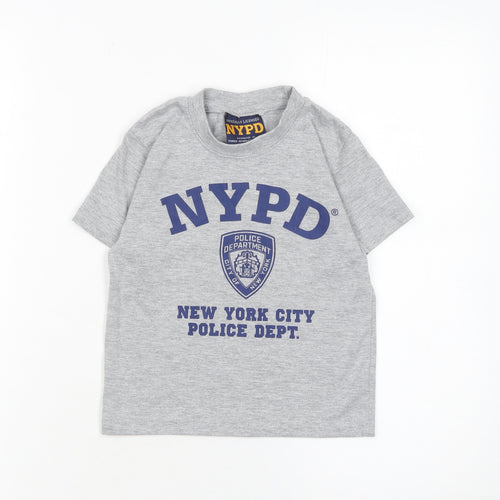 NYPD Boys Grey Short Sleeve Cotton Graphic T-Shirt XS (2-4 Years)