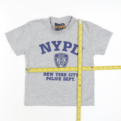 NYPD Boys Grey Short Sleeve Cotton Graphic T-Shirt XS (2-4 Years)