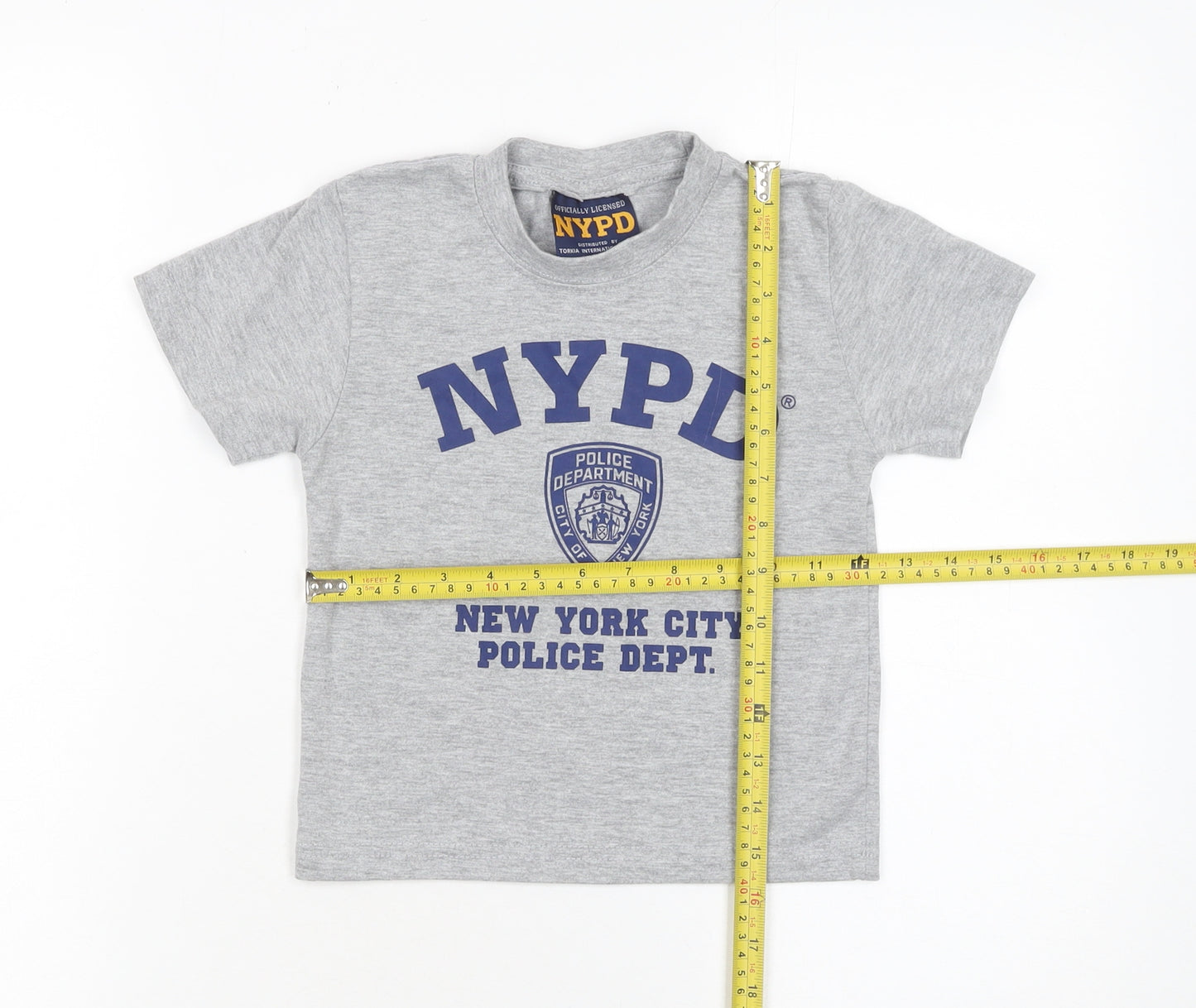 NYPD Boys Grey Short Sleeve Cotton Graphic T-Shirt XS (2-4 Years)