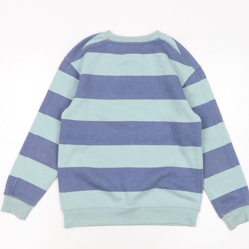 Dunnes Stores Boys Blue Striped Pullover Sweatshirt 9-10 Years Skateboarding Print