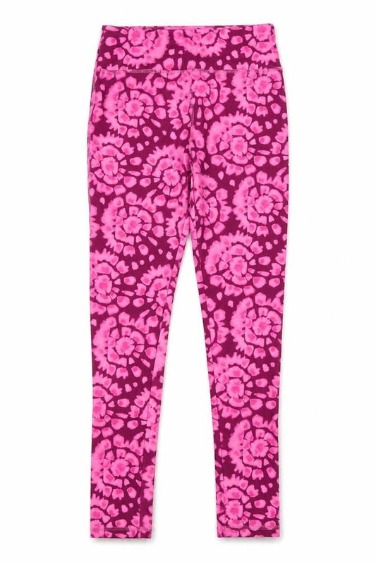 Front view of Dunnes girls’ pink tie dye stretch leggings 10-11 years