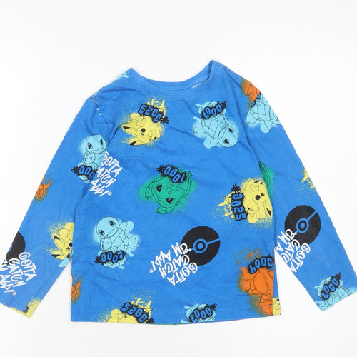 Primark Boys Blue Pokémon Long Sleeve Cotton T-Shirt 6-7 Years