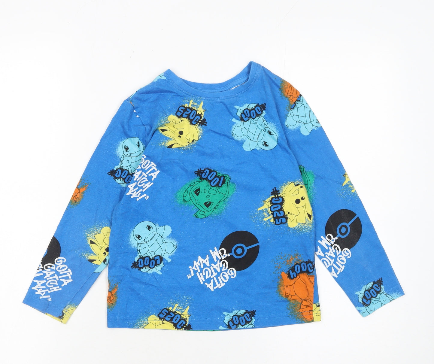 Primark Boys Blue Pokémon Long Sleeve Cotton T-Shirt 6-7 Years