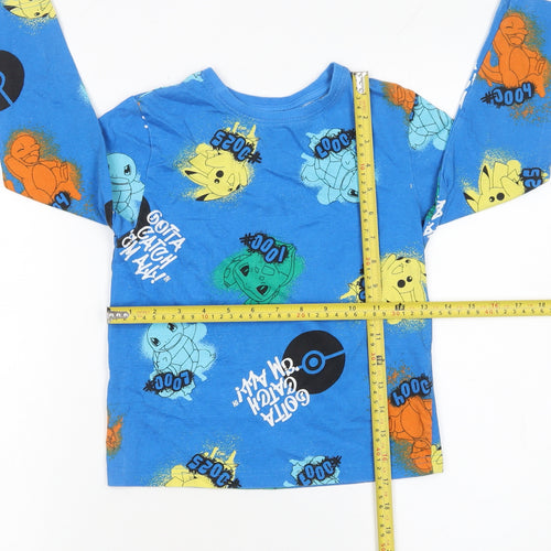 Primark Boys Blue Pokémon Long Sleeve Cotton T-Shirt 6-7 Years