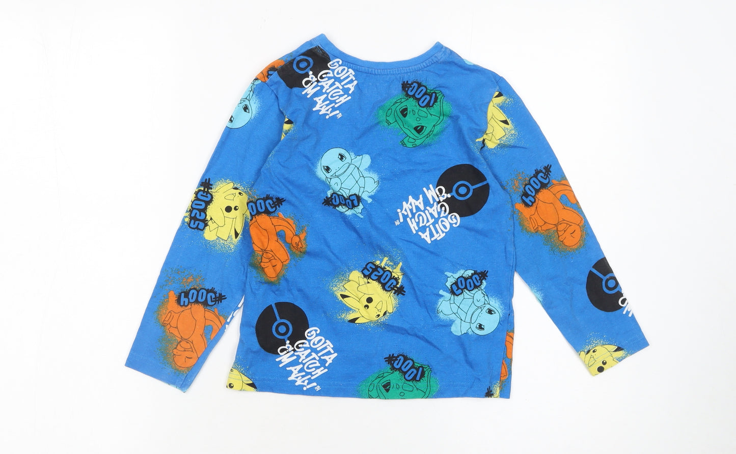 Primark Boys Blue Pokémon Long Sleeve Cotton T-Shirt 6-7 Years