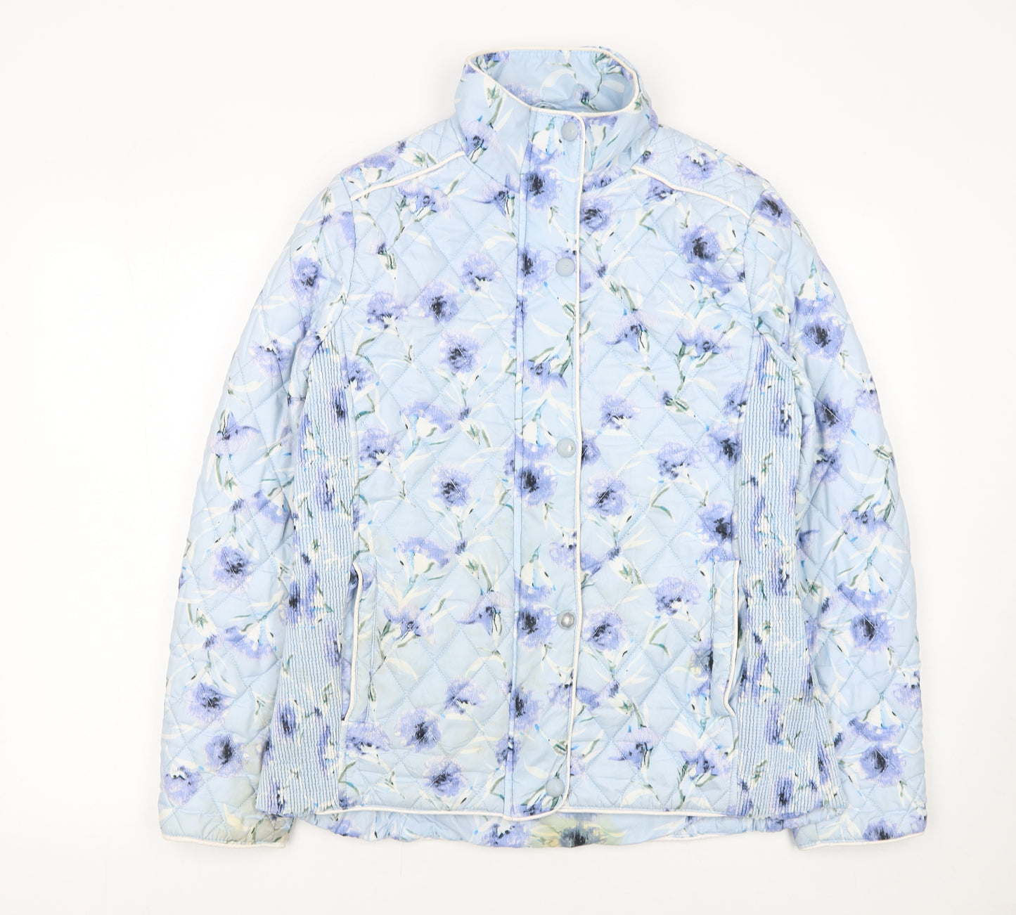 Gerard Womens Blue Floral Quilted Lightweight Jacket Size 14