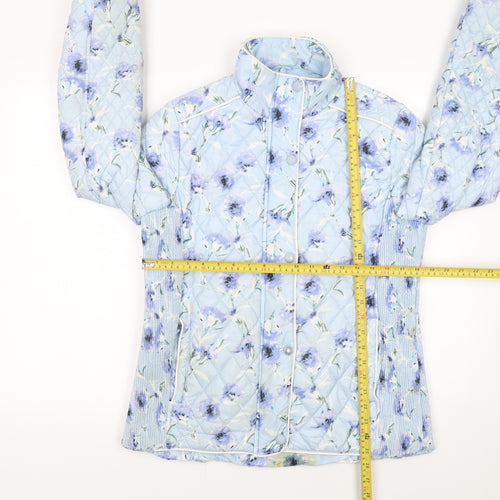 Gerard Womens Blue Floral Quilted Lightweight Jacket Size 14