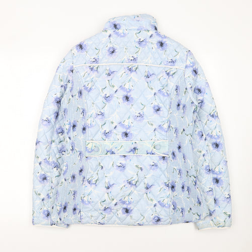 Gerard Womens Blue Floral Quilted Lightweight Jacket Size 14