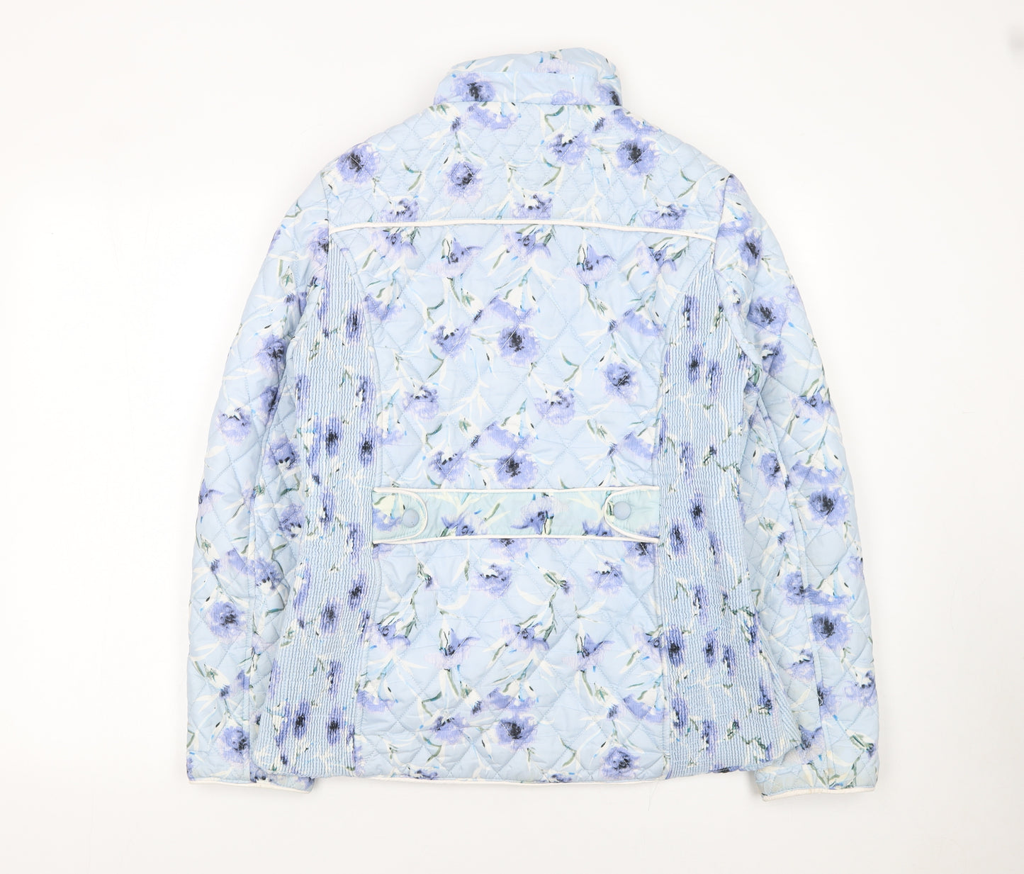 Gerard Womens Blue Floral Quilted Lightweight Jacket Size 14