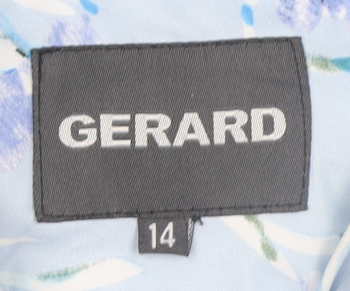 Gerard Womens Blue Floral Quilted Lightweight Jacket Size 14