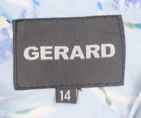 Gerard Womens Blue Floral Quilted Lightweight Jacket Size 14