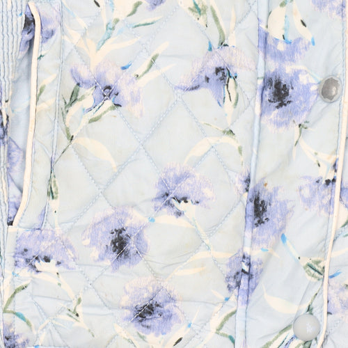 Gerard Womens Blue Floral Quilted Lightweight Jacket Size 14