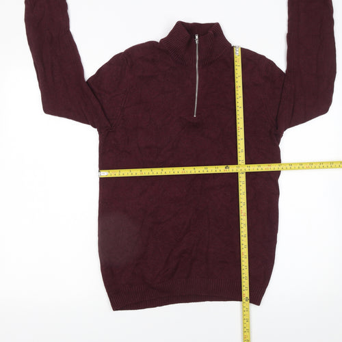 ASOS DESIGN Men’s Red High Neck 1/2 Zip Jumper Size S