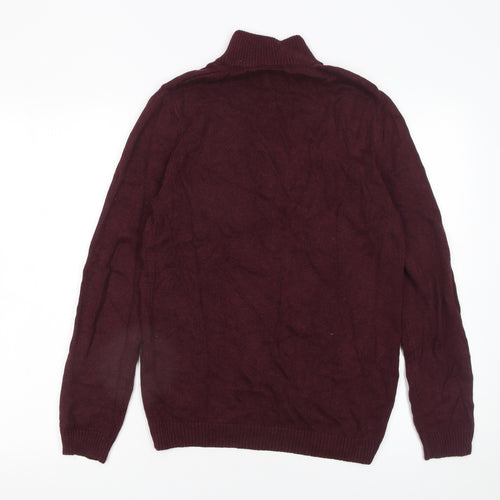 ASOS DESIGN Men’s Red High Neck 1/2 Zip Jumper Size S