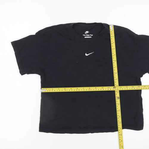 Nike Girls Black Loose Fit Cotton Logo T-Shirt 11-12 Years
