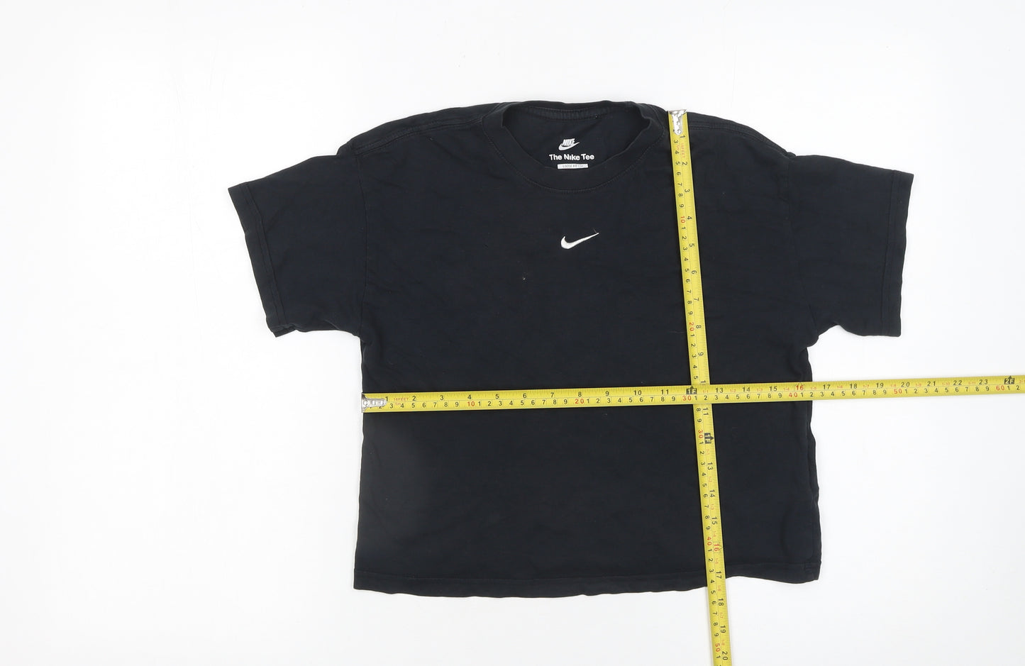 Nike Girls Black Loose Fit Cotton Logo T-Shirt 11-12 Years
