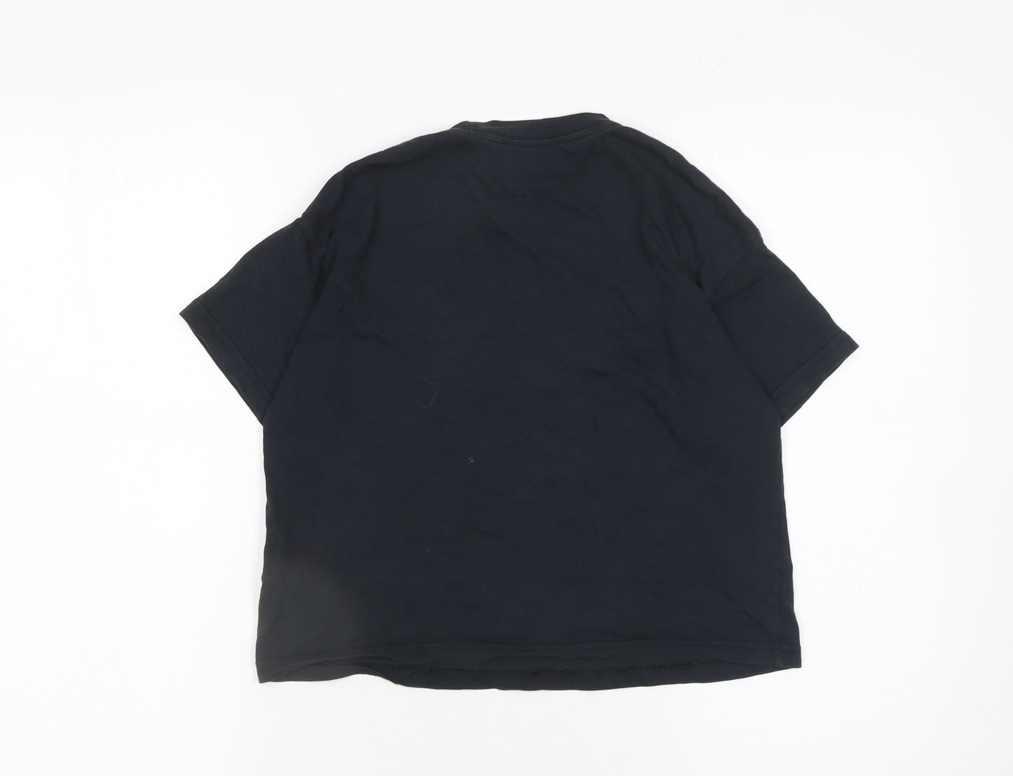 Nike Girls Black Loose Fit Cotton Logo T-Shirt 11-12 Years