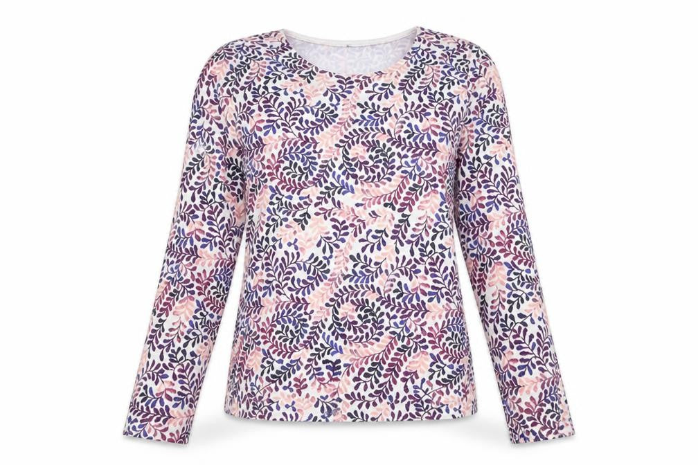 Front view of Karen Scott Women's Multicoloured Floral Long Sleeve T-Shirt Medium