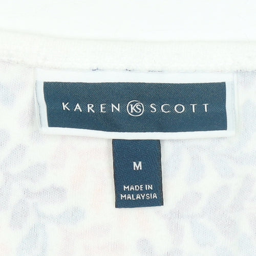 Karen Scott Women's Multicoloured Floral Long Sleeve T-Shirt Medium