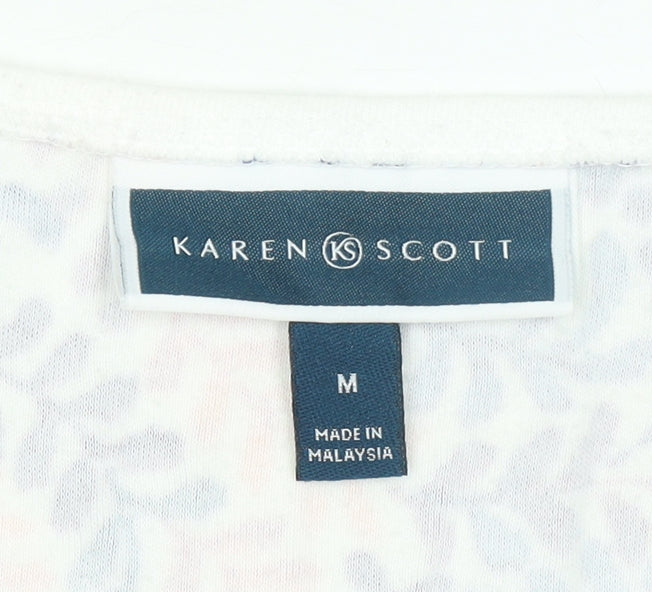 Karen Scott Women's Multicoloured Floral Long Sleeve T-Shirt Medium