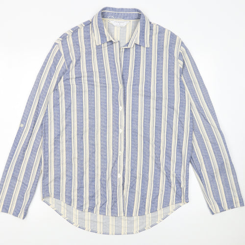 Primark Men's Blue Striped Long Sleeve Button-Up Shirt Size S