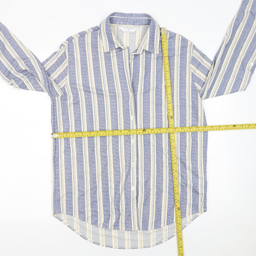 Primark Men's Blue Striped Long Sleeve Button-Up Shirt Size S
