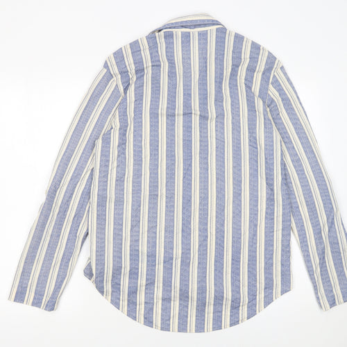 Primark Men's Blue Striped Long Sleeve Button-Up Shirt Size S