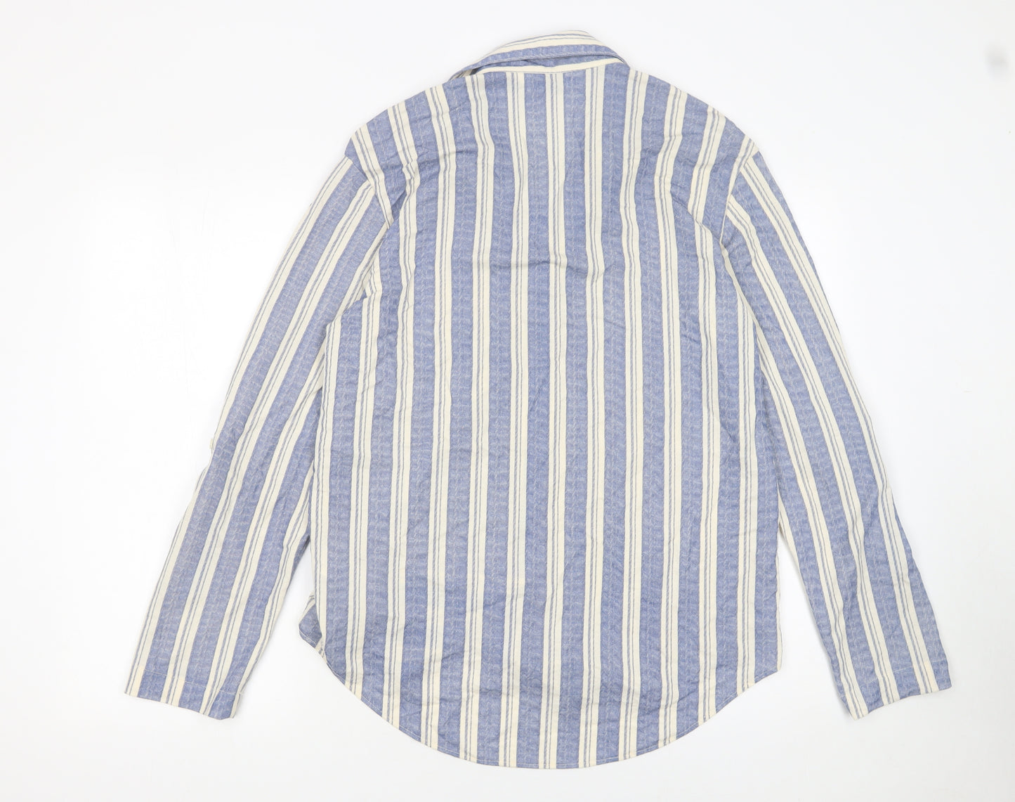 Primark Men's Blue Striped Long Sleeve Button-Up Shirt Size S