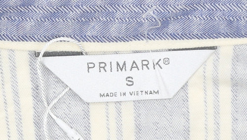 Primark Men's Blue Striped Long Sleeve Button-Up Shirt Size S