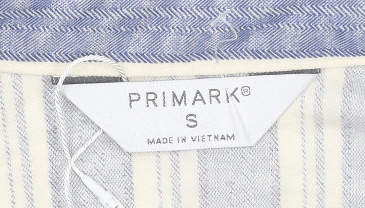 Primark Men's Blue Striped Long Sleeve Button-Up Shirt Size S