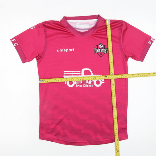 Uhlsport Boys Pink Football Club Jersey T-Shirt 12-13 Years