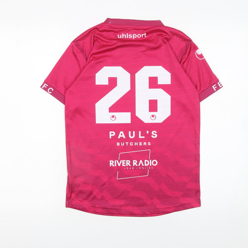 Uhlsport Boys Pink Football Club Jersey T-Shirt 12-13 Years