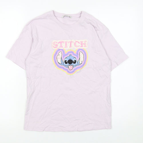 George Girls Pink Stitch Disney T-Shirt 13-14 Years Cotton Casual Top
