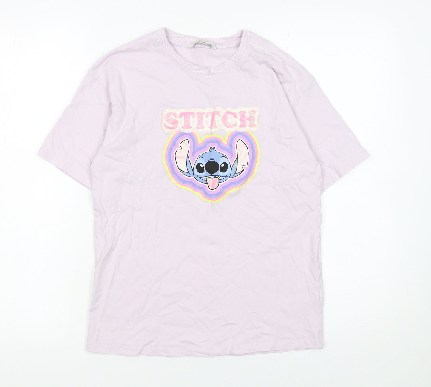 George Girls Pink Stitch Disney T-Shirt 13-14 Years Cotton Casual Top
