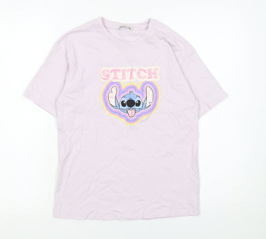 George Girls Pink Stitch Disney T-Shirt 13-14 Years Cotton Casual Top