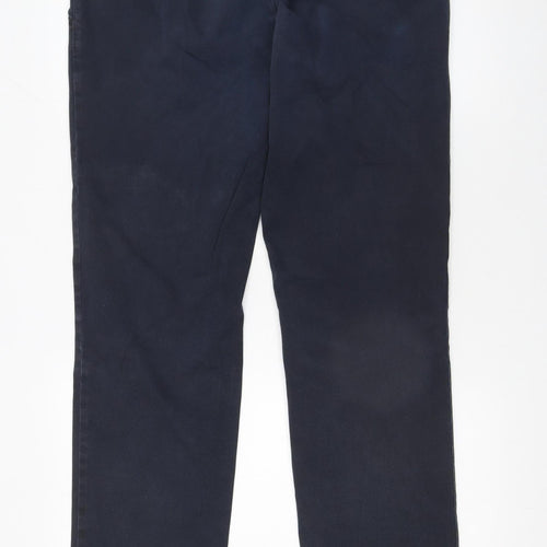Meyer Men's Blue Chino Trousers 38/32 Regular Fit Cotton Stretch